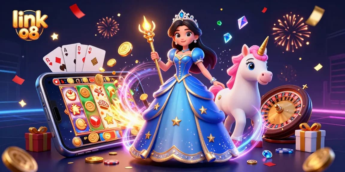 Spin and win with link o8 in a magical casino world filled with vibrant games and glittering treasures.