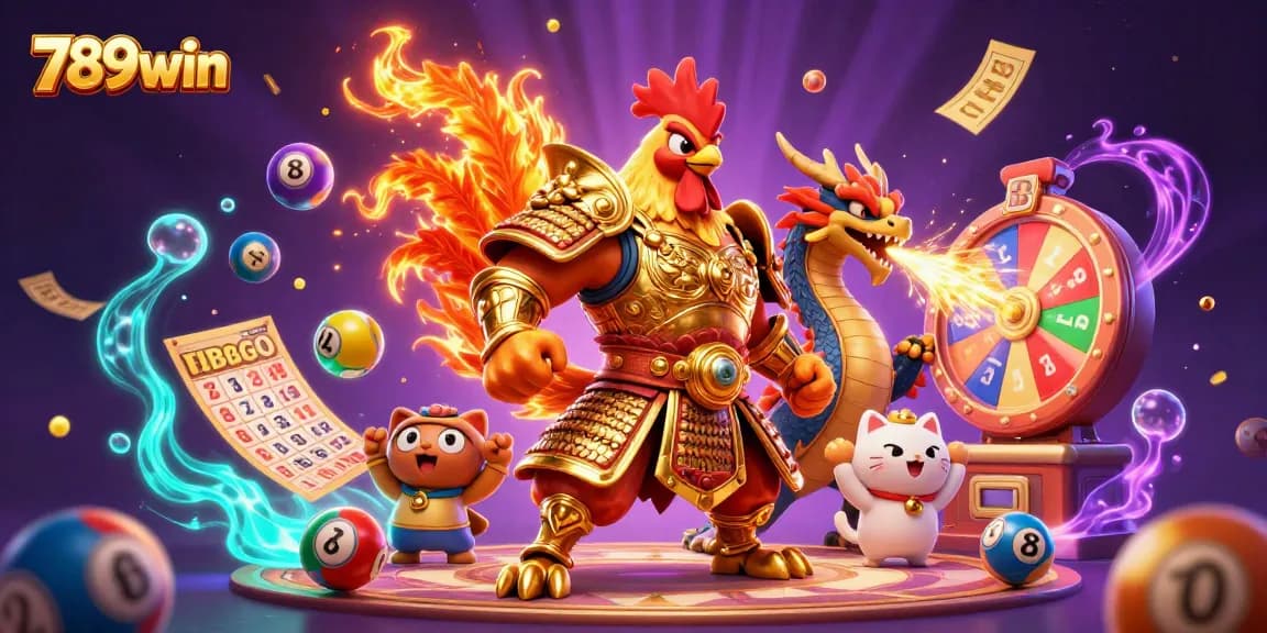 Experience exciting gameplay at 789win with vibrant lottery-themed 3D illustration.