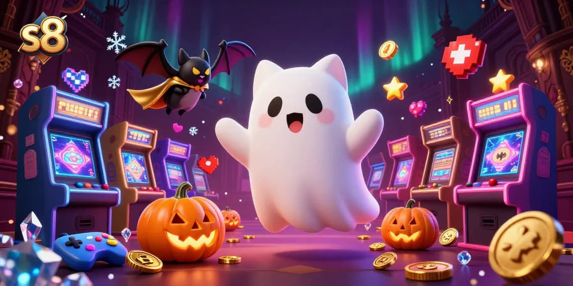 Experience thrilling gaming at s8 with floating ghost cat and mysterious slot machines.