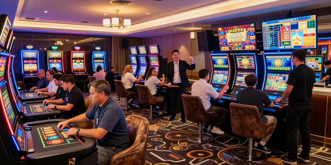 Exciting gaming atmosphere at HAYWIN casino with players enjoying live dealer tables and vibrant lights.