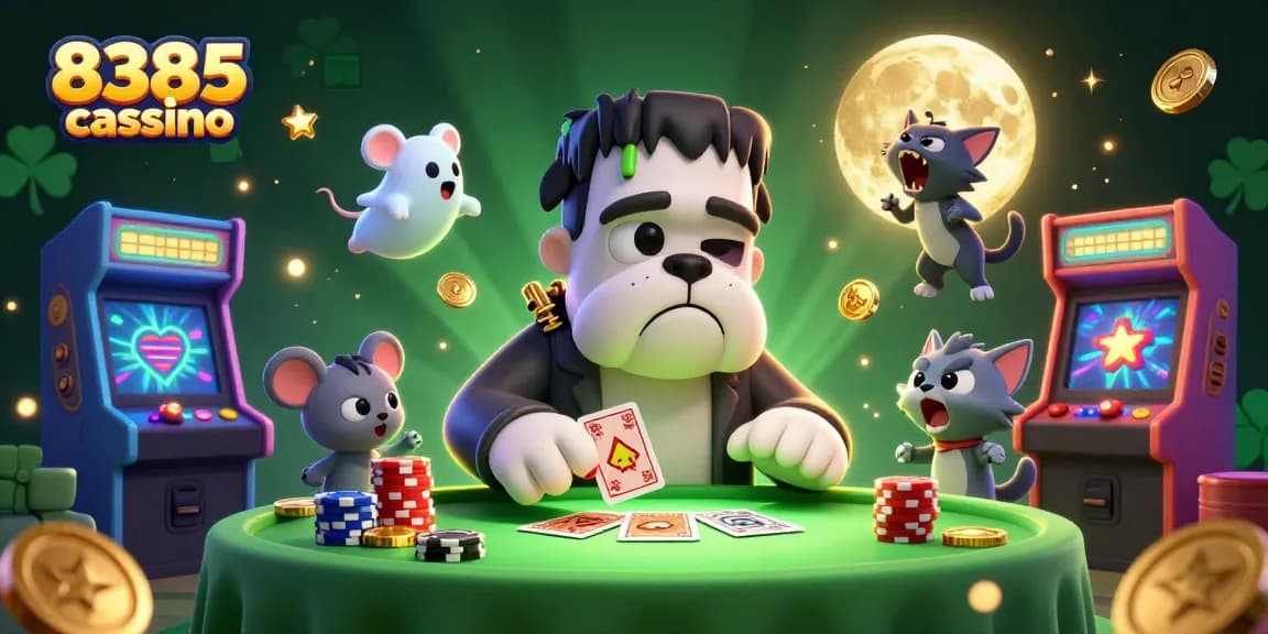 Jogando com emoção no 8385 cassino em um ambiente de festa e cores vibrantes.