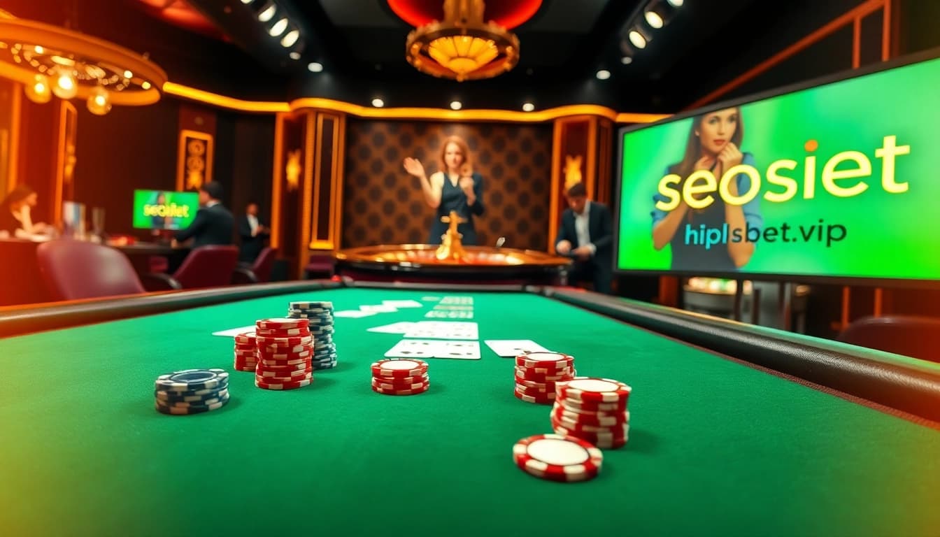 The exciting ambiance at https://seoshbet.vip/ showcases a luxurious poker game with elegant chips and vibrant casino elements.