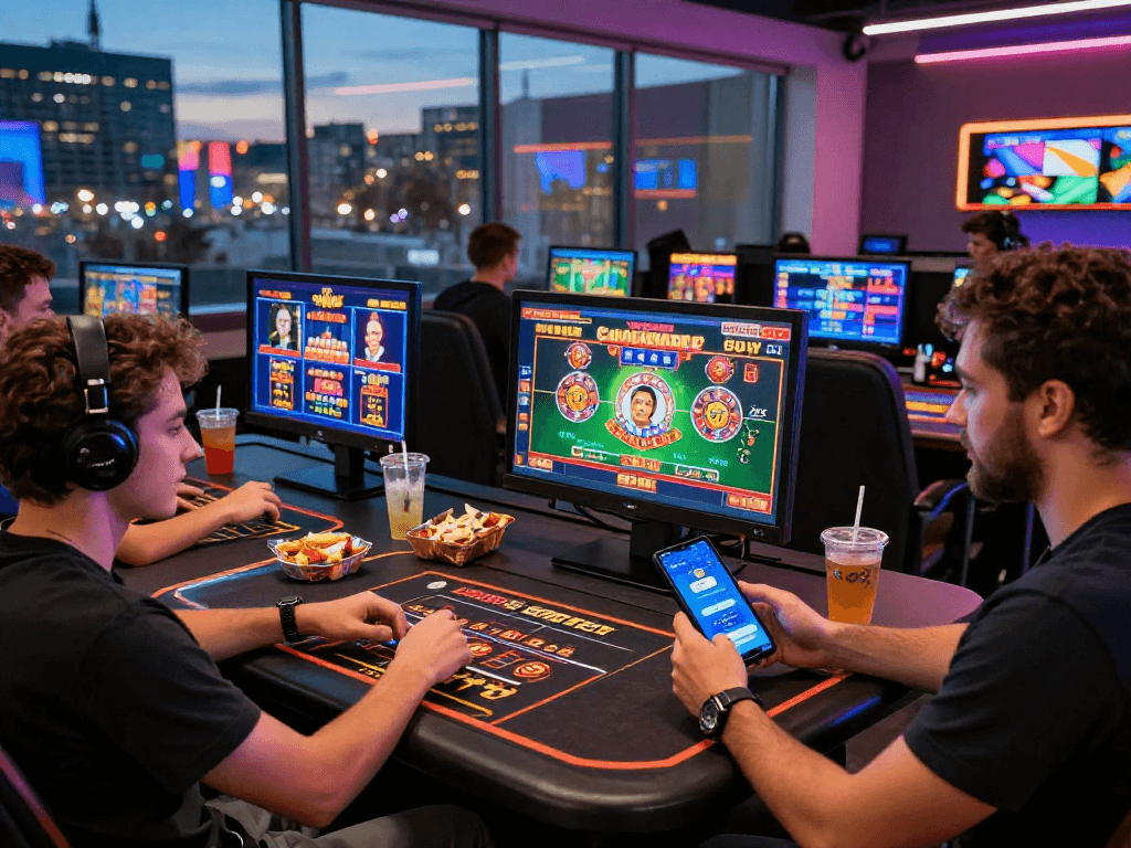 Jogadores se divertindo em jogos de cassino online na SPBET, utilizando PIX para depósitos rápidos.