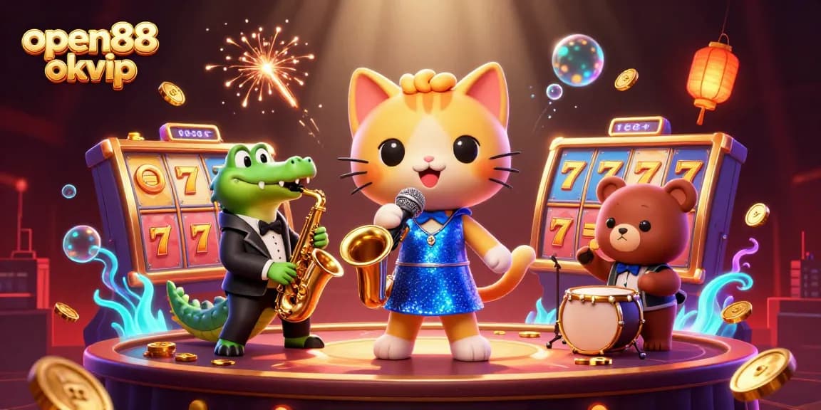 Experience thrilling slot action at open88 okvip with vibrant characters and dynamic casino elements.