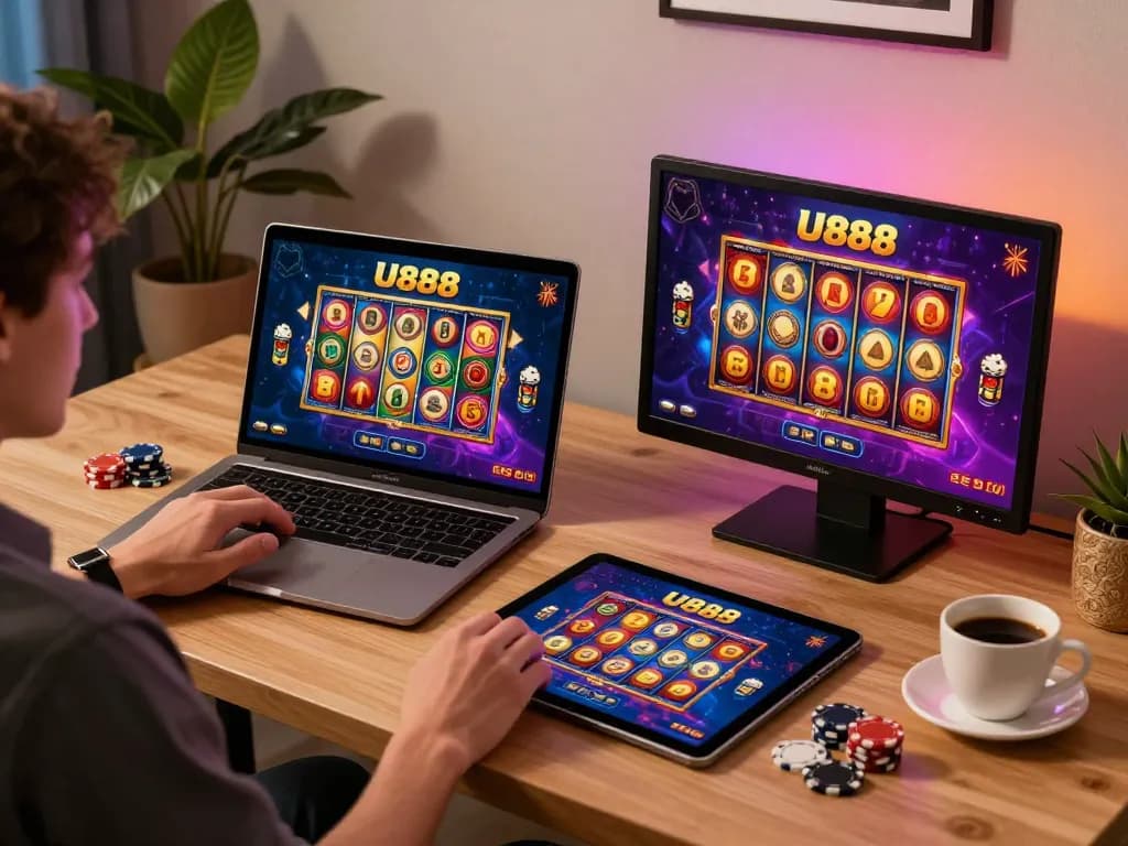 Engaging user experience for U888 online casino with vibrant gaming setup and cozy atmosphere.