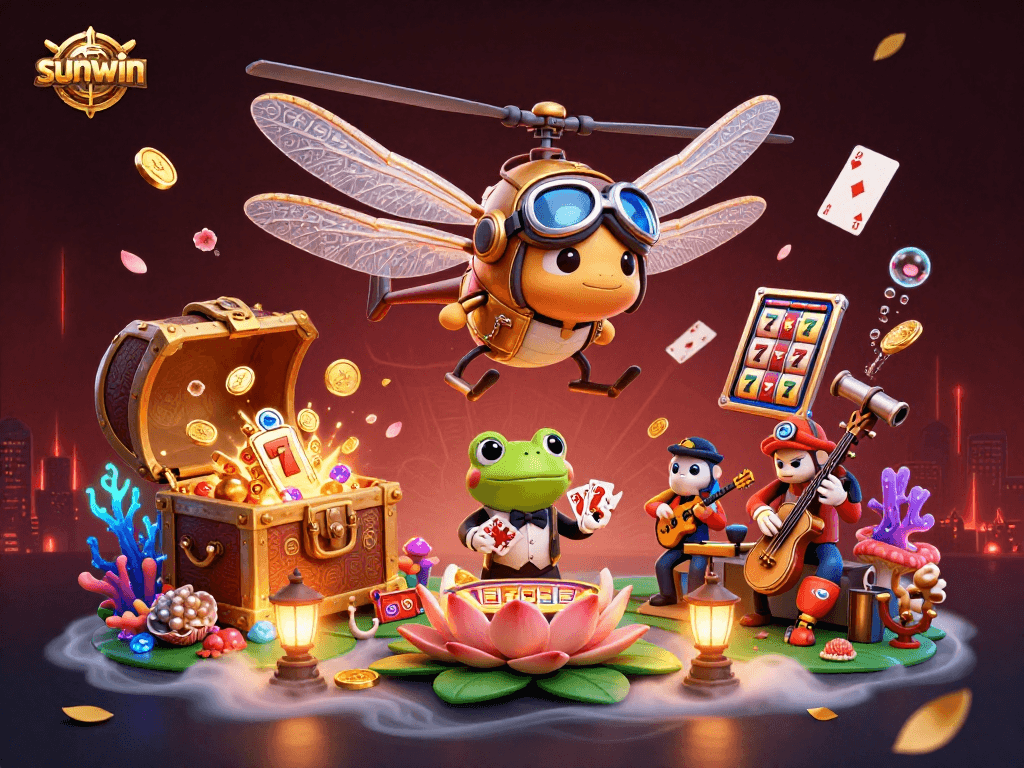 Engage in thrilling gameplay at sunwin’s lively lily pad casino as a dragonfly pilot swoops overhead.