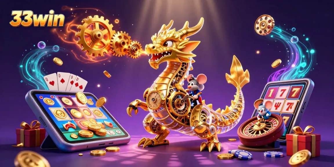 Experience exhilarating wins with 33win in a vibrant, interactive casino scene featuring slot games.