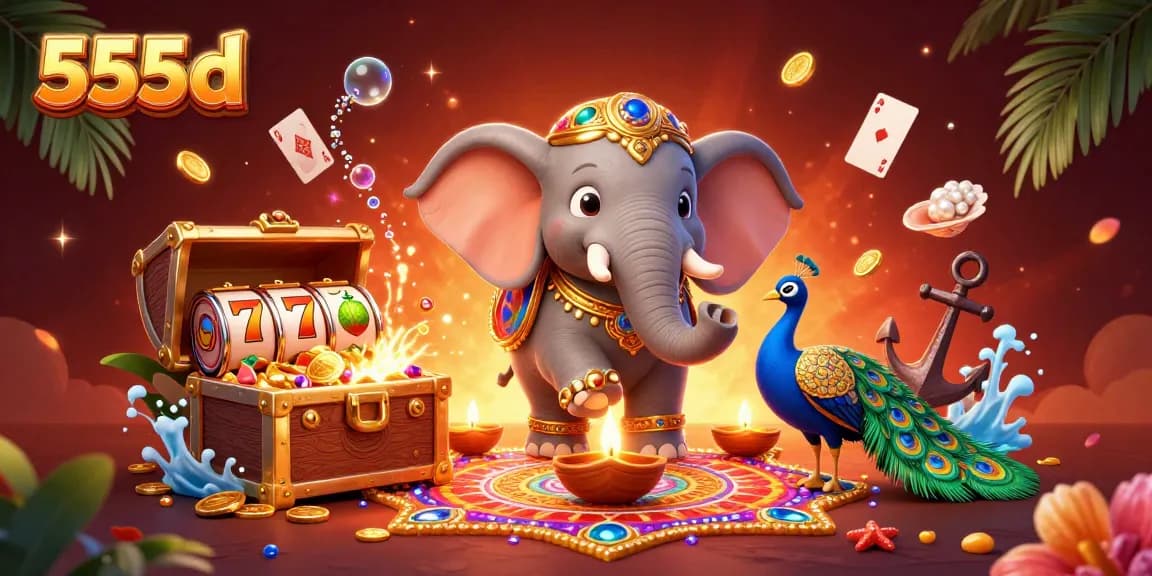 Play immersive casino games at 555d, featuring vibrant scenes with gems and dynamic slot elements.