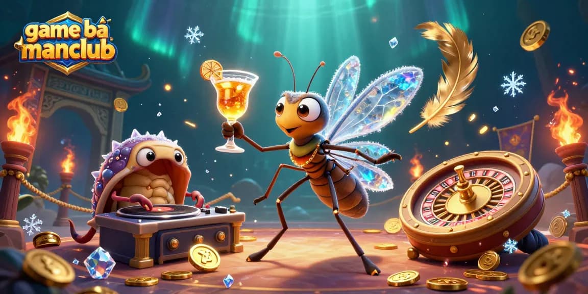 Experience the excitement of game bài manclub with a vibrant casino scene featuring unique characters.