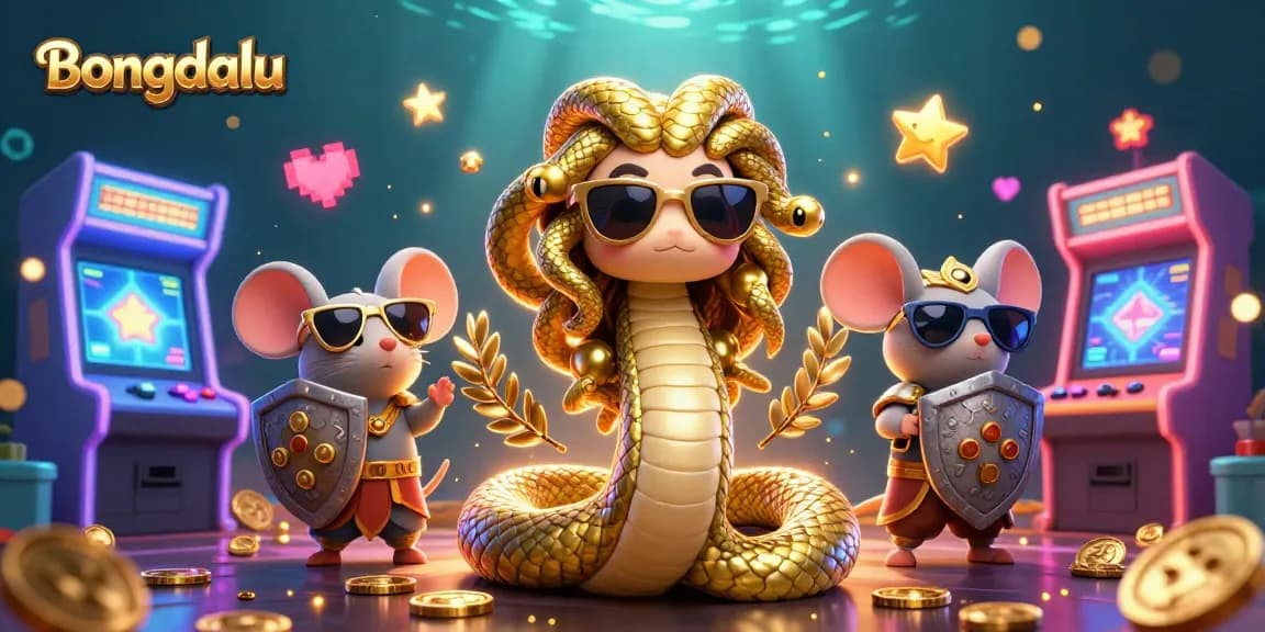Bongdalu showcases a dynamic 3D gaming scene featuring mythical characters and vibrant casino elements.