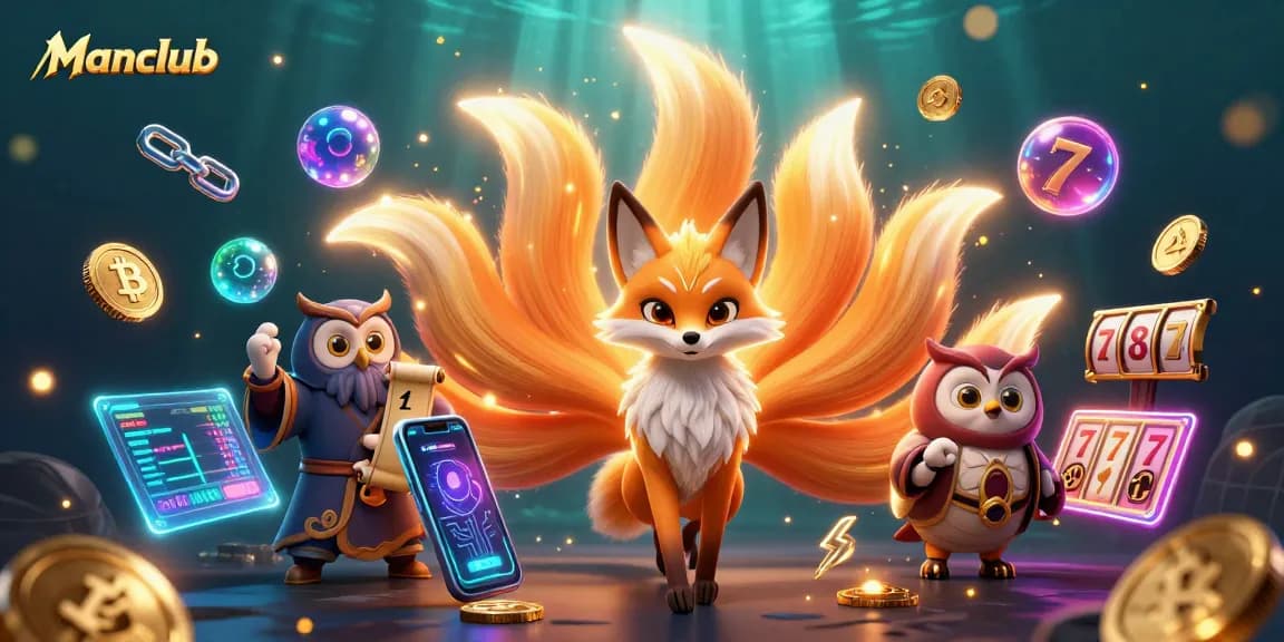 Experience thrilling gaming action at Manclub with vibrant 3D characters and casino elements.