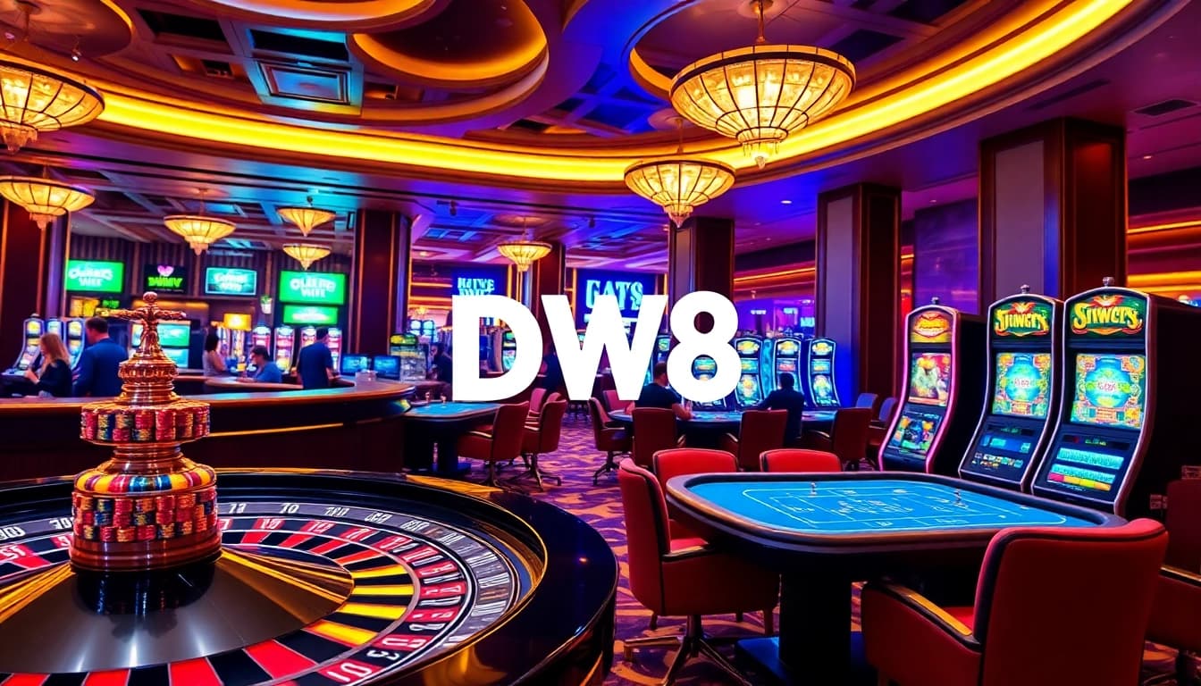 Experience thrilling wins at DW8 casino with vibrant slot machines and intense poker action.