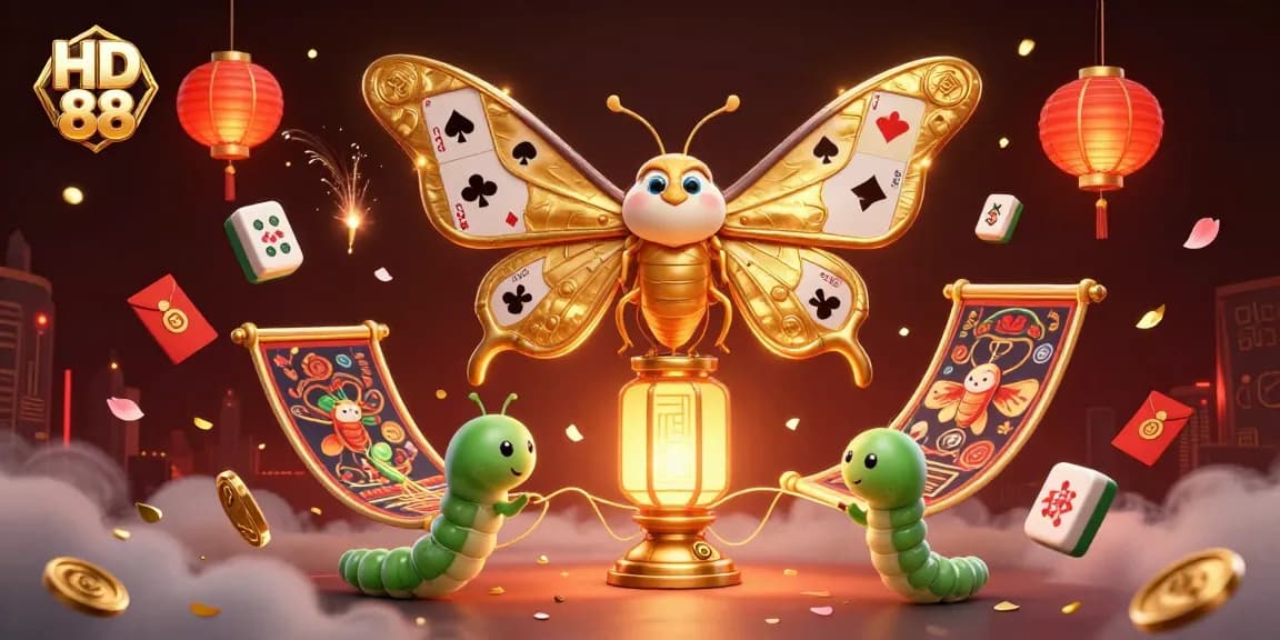 Engage in thrilling gameplay with HD 88, featuring a golden moth and dynamic casino elements.