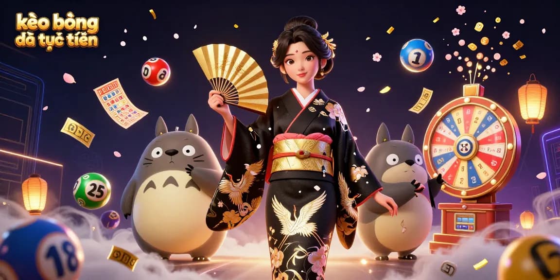 Engage with expert strategies at kèo bóng đá trực tuyến, featuring a dynamic scene with vibrant lottery elements.