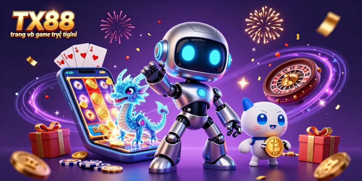 Engage with TX88 trang web game trực tuyến featuring vibrant casino-themed elements in a dynamic scene.