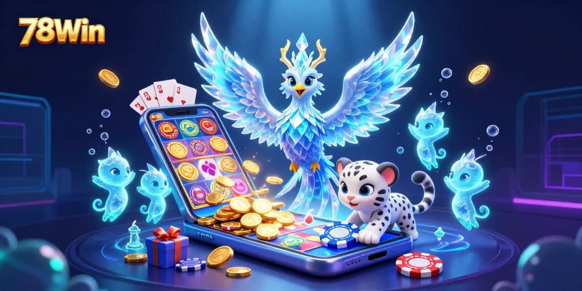 Experience the thrill of 78Win with captivating characters and vibrant casino elements in action.