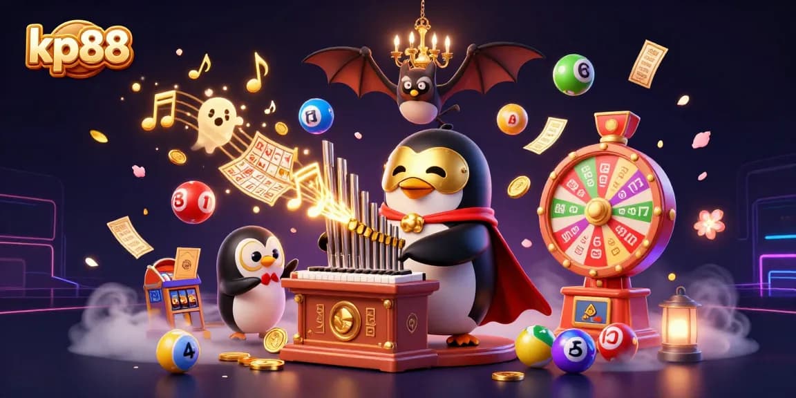 Kp88 provides exciting gaming experiences with a vibrant illustration showcasing dynamic casino elements.