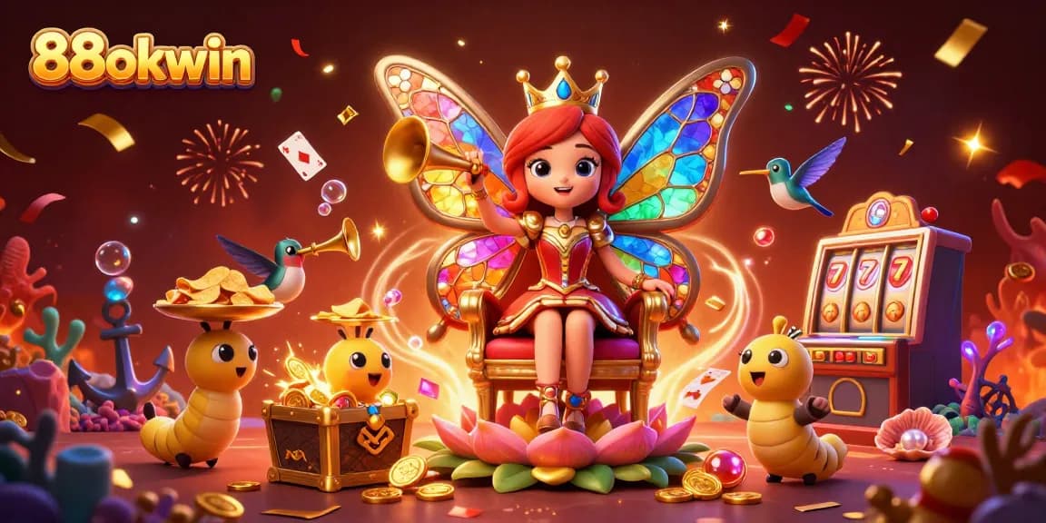 Spin to win at 88okwin with colorful characters amidst a vibrant casino scene.