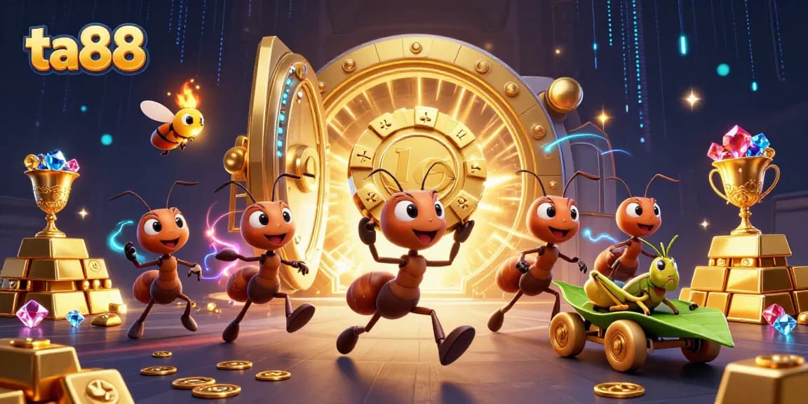 Engage with ta88's exciting casino adventure featuring ants, golden chips, and treasure!