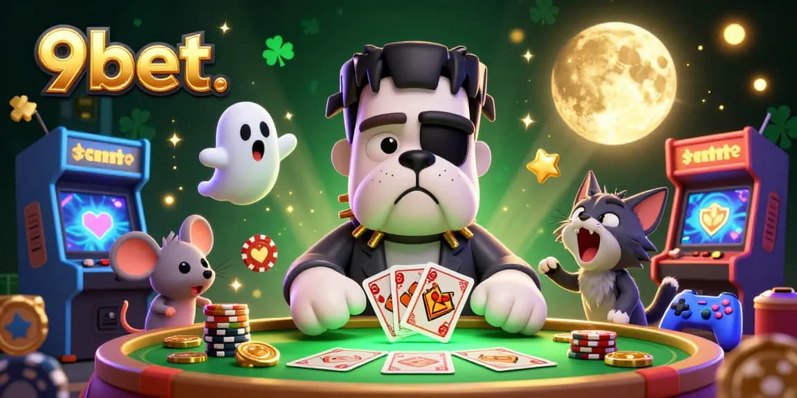 Experience thrilling moments at 9bet with a colorful casino scene featuring iconic characters and vibrant game elements.