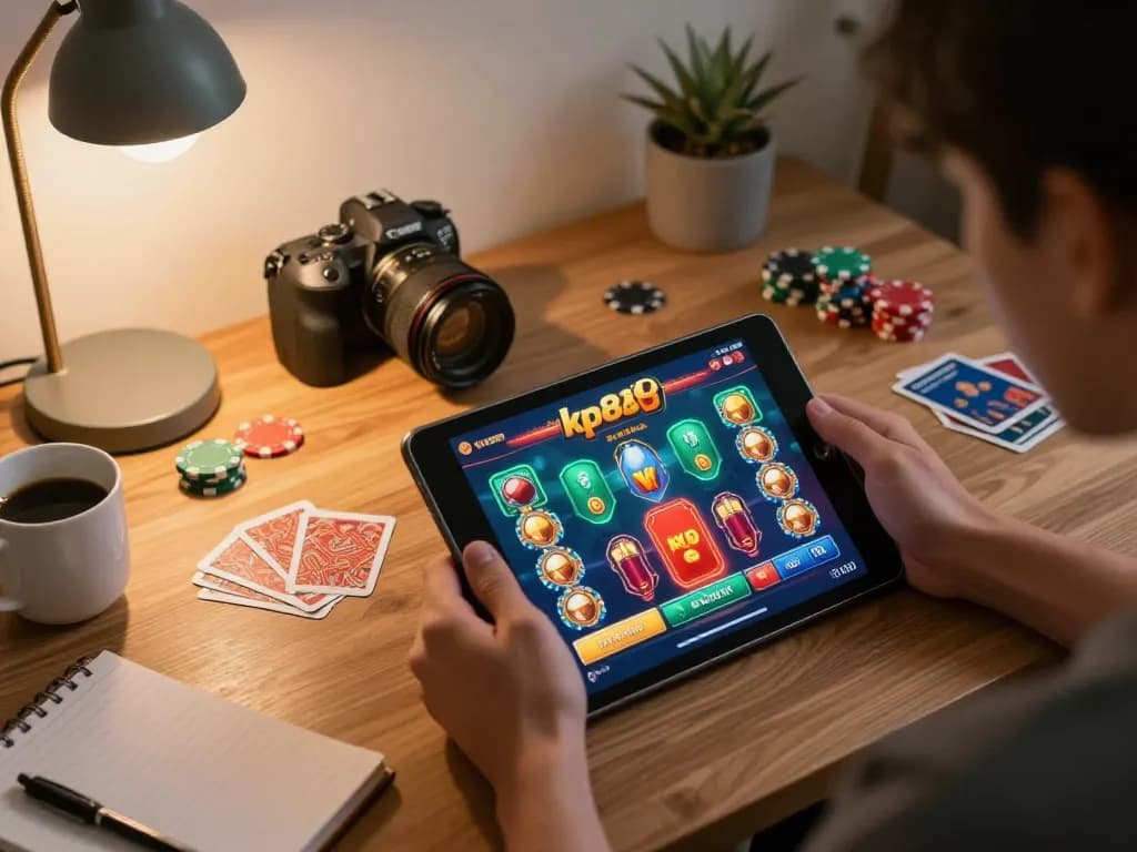 Experience kp88 bet at home with a tablet gaming setup in a cozy, strategic atmosphere.