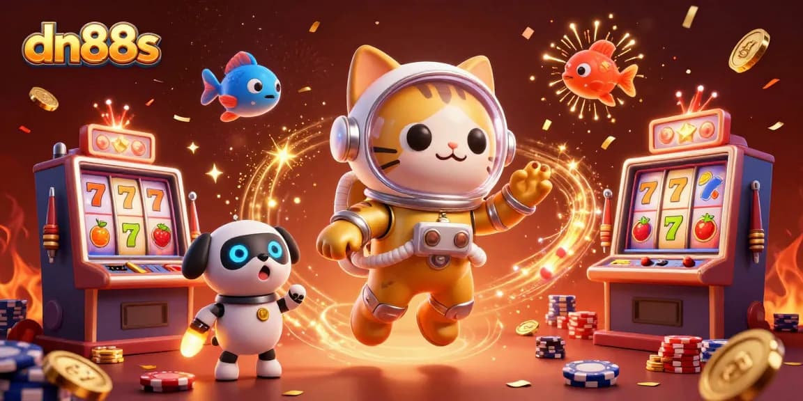 Experience thrilling gameplay action with dn88s in this vibrant casino-themed 3D illustration.