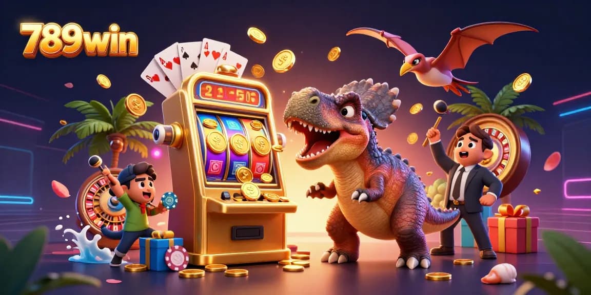 Experience 789win's thrilling jackpot moments with a pachycephalosaurus and winning slot machine!