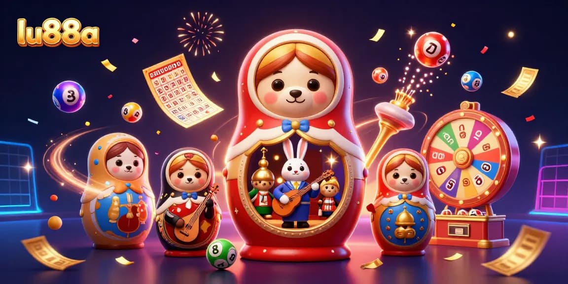 Spin the winning odds at lu88a with vibrant lottery balls and engaging casino characters.