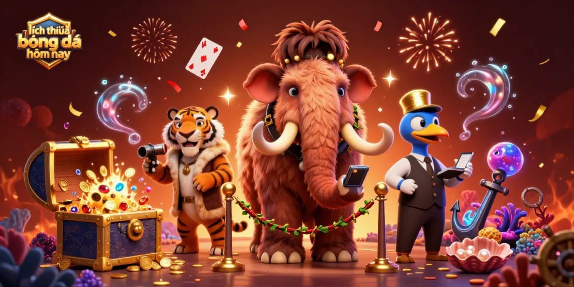 Engaging illustration of a luxurious online casino experience featuring "lịch thi đấu bóng đá hôm nay" with detailed characters and vibrant elements.
