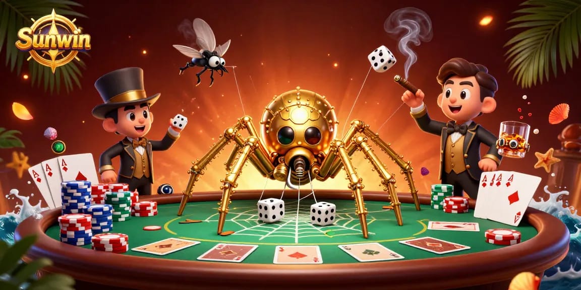 Experience thrilling gameplay with Sunwin at this vibrant casino-inspired 3D illustration.