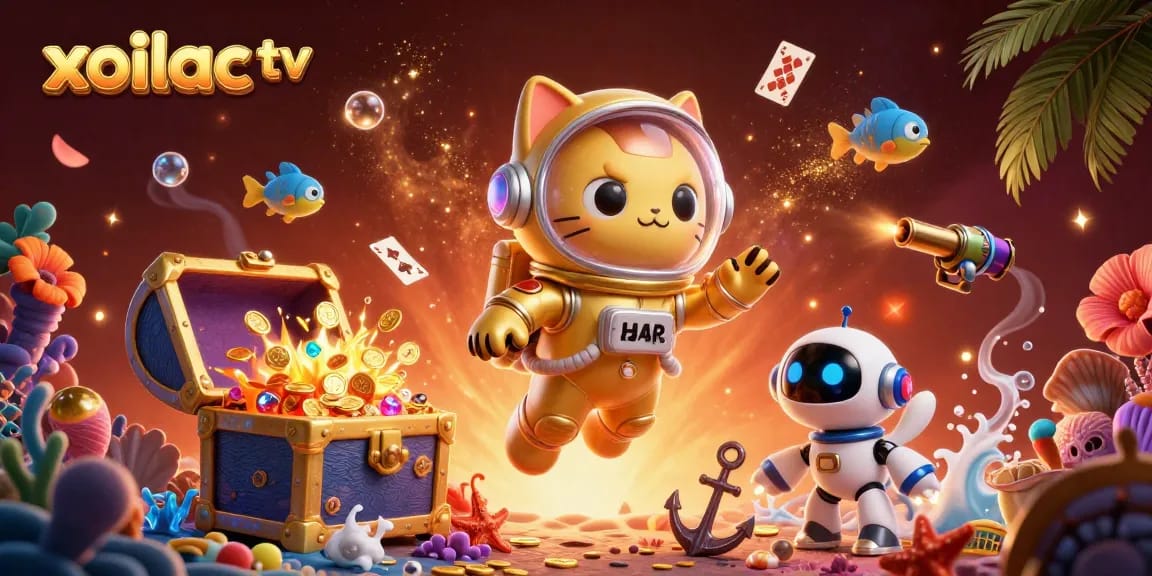 Xoilac TV offers thrilling betting experiences with floating cards and vibrant action in a dynamic gambling scene.