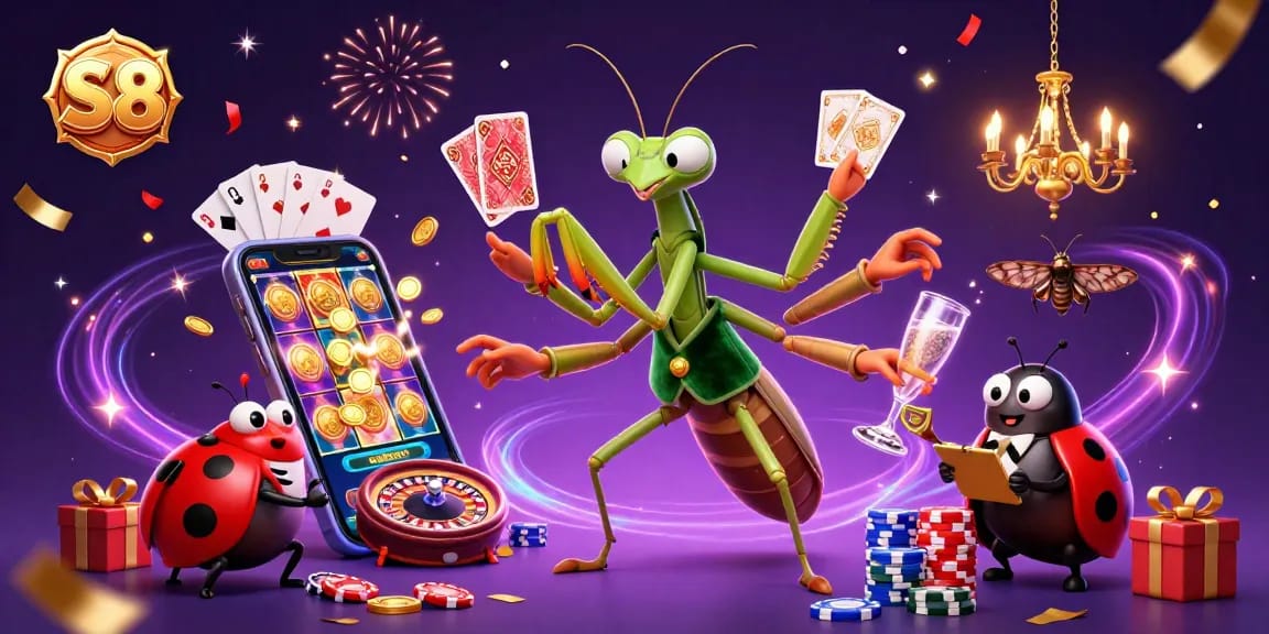 Experience slots at S8 with immersive gaming elements, vibrant characters and celebratory effects.