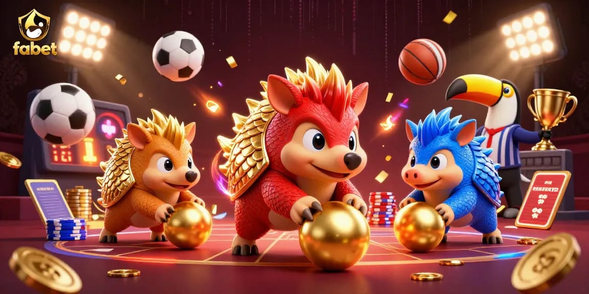 Engage in exciting gameplay at fabet with rival pangolins competing in an action-packed casino scene.