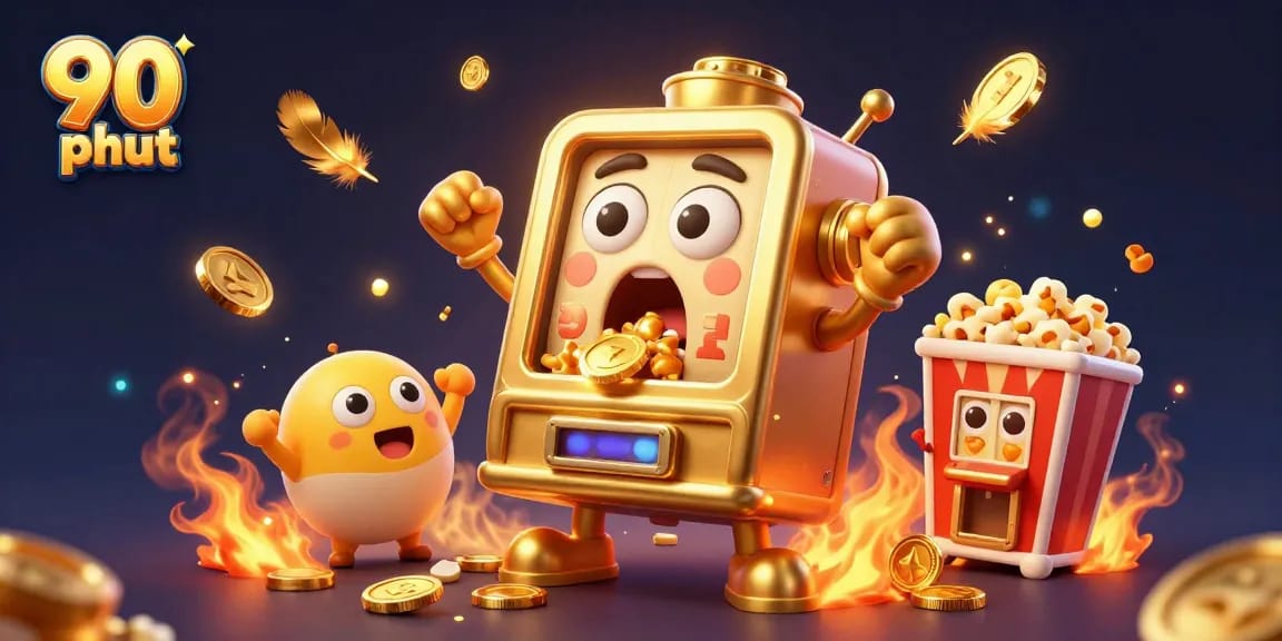Experience interactive wins with the 90 phut golden slot machine, showcasing exciting jackpots amidst vibrant casino elements.