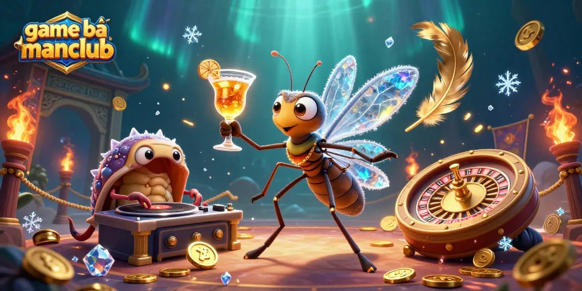 Experience the excitement of game bài manclub with a vibrant casino scene featuring unique characters.