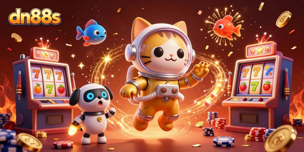 Experience thrilling gameplay action with dn88s in this vibrant casino-themed 3D illustration.