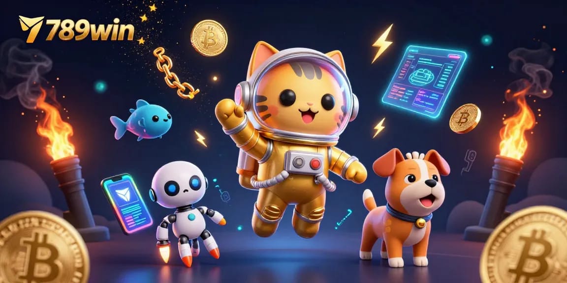 Engage in thrilling adventures with 789win as a cosmic cat and robot dog explore a vibrant space casino.