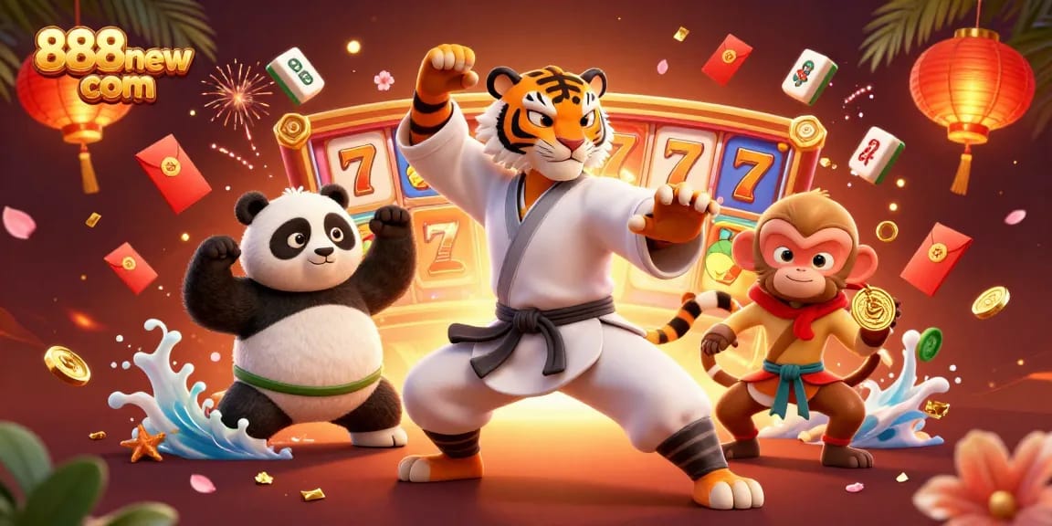 Experience excitement at 888new com with a 3D casino scene featuring characters and dynamic elements.