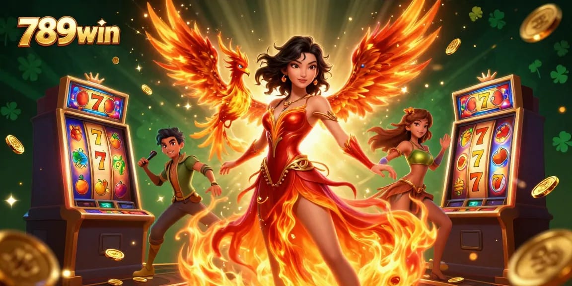 Experience the thrills of winning with 789win through a dynamic illustration filled with slot game excitement.