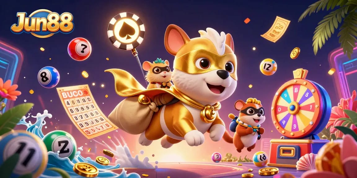 Experience thrilling gameplay with Jun88 as a superhero dog and sidekick rescue gold coins in a vibrant casino!