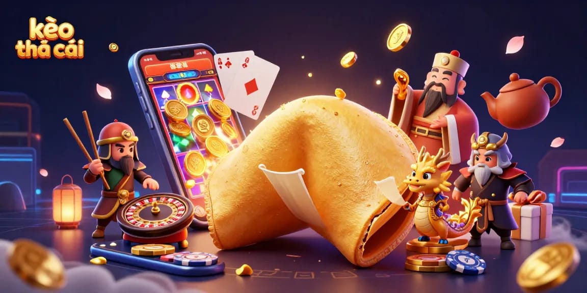Engage with kèo nhà cái strategies illustrated through vibrant 3D casino elements and characters.
