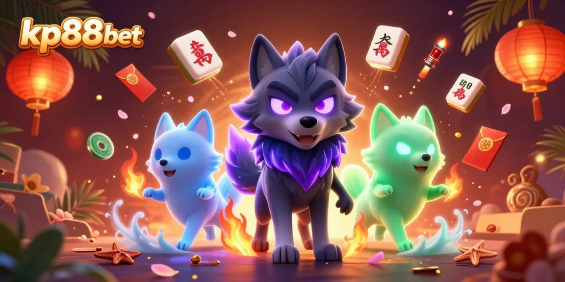 Engage in kp88 bet with vibrant spirits, glowing game elements, and rich casino themes.