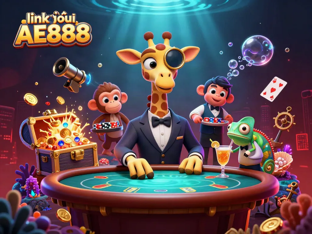 Experience winning strategies at link vào AE888 with vibrant casino elements and characters in dynamic illustration.