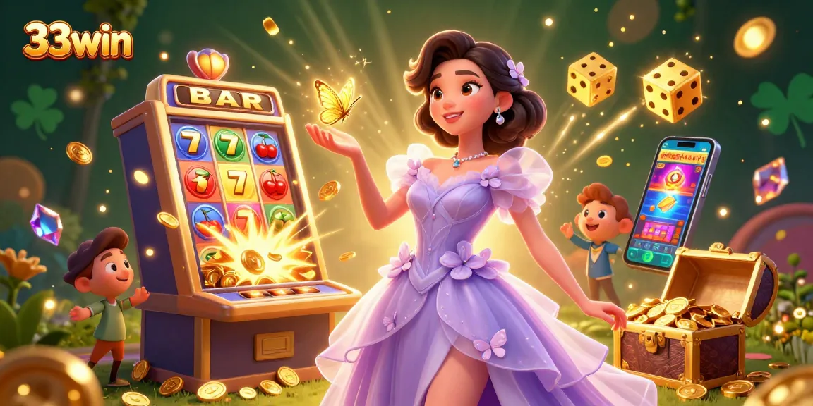 Experience the vibrant excitement of 33win with stunning visuals and captivating casino game elements.