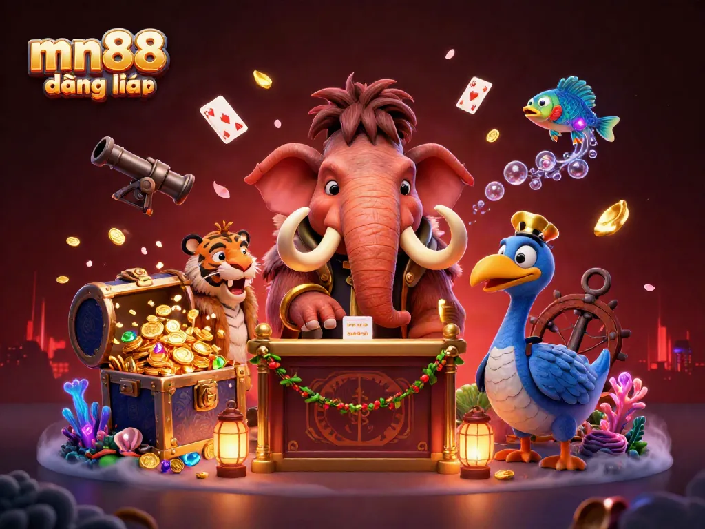 Experience the vibrant mn88 đăng nhập scene with a woolly mammoth bouncer and a saber-tooth tiger at an underwater casino.