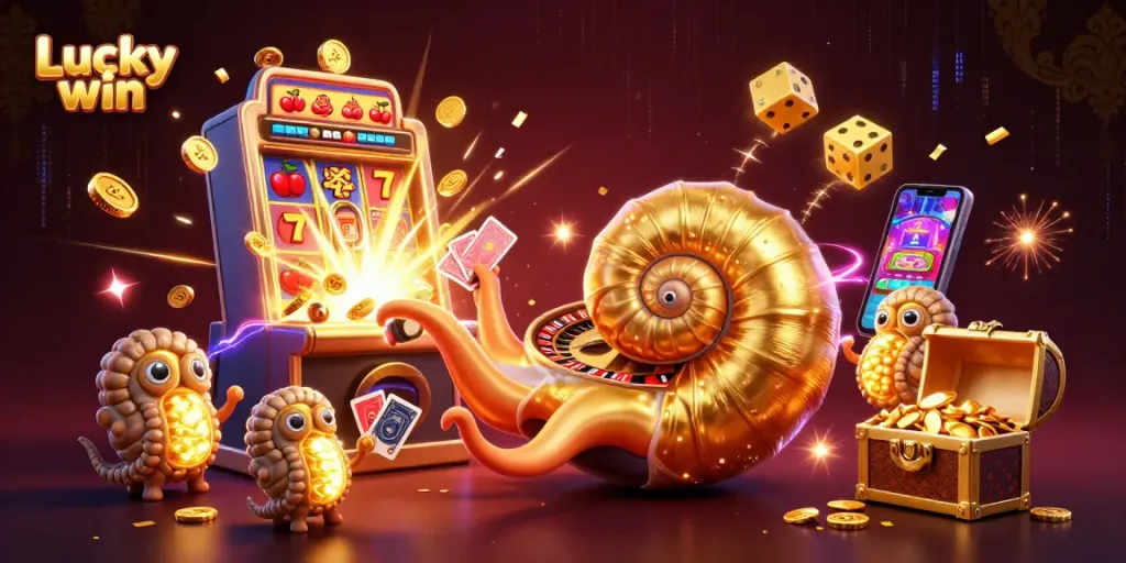 Experience the excitement of Lucky win with vibrant casino elements and dynamic characters in action!