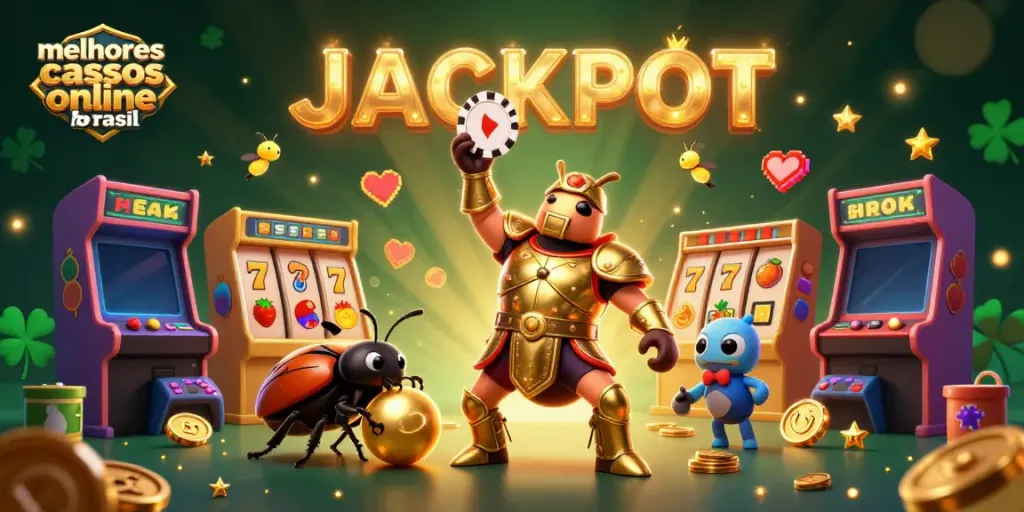 Get winning strategies at melhores cassinos online brasil with an exciting 3D casino scene featuring beetles and jackpots.