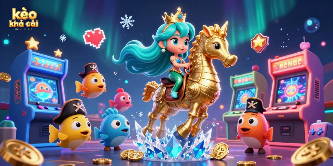 Capture the excitement of kèo nhà cái with a vivid 3D illustration of a mermaid princess and colorful sea creatures.