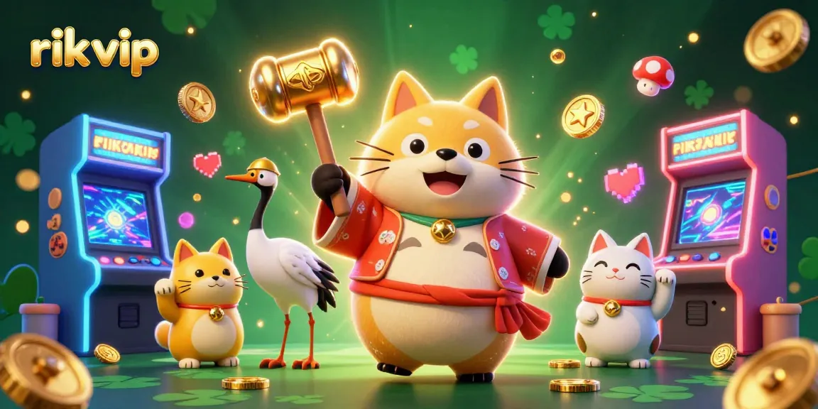 Experience the excitement of rik vip with cheerful characters and buzzing gambling elements in a vibrant scene.