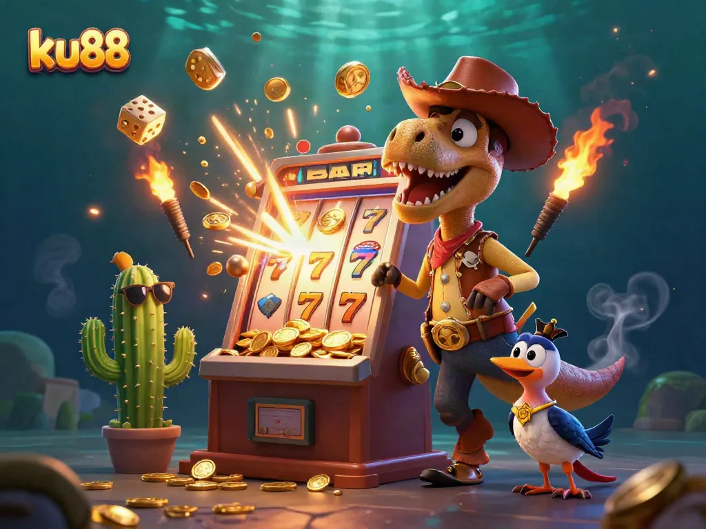 Experience the excitement of ku88 with vibrant 3D casino elements and adventurous characters.